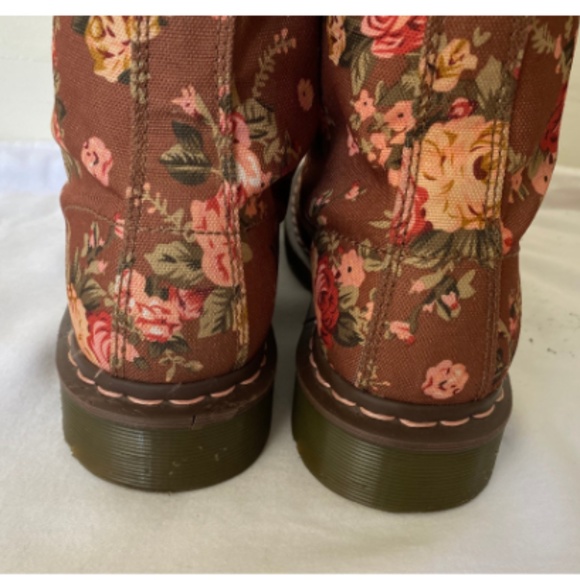 Brown & Pink Floral Print Canvas Dr. Martens Women's Size 9 - Picture 7 of 15